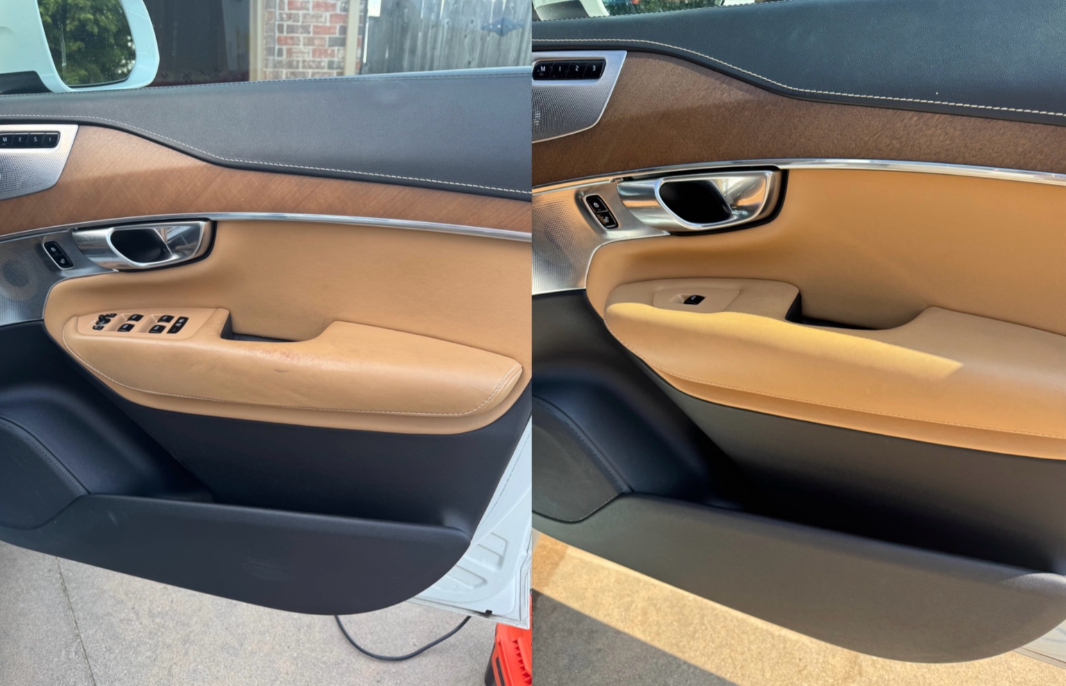 Before and after door panel detail