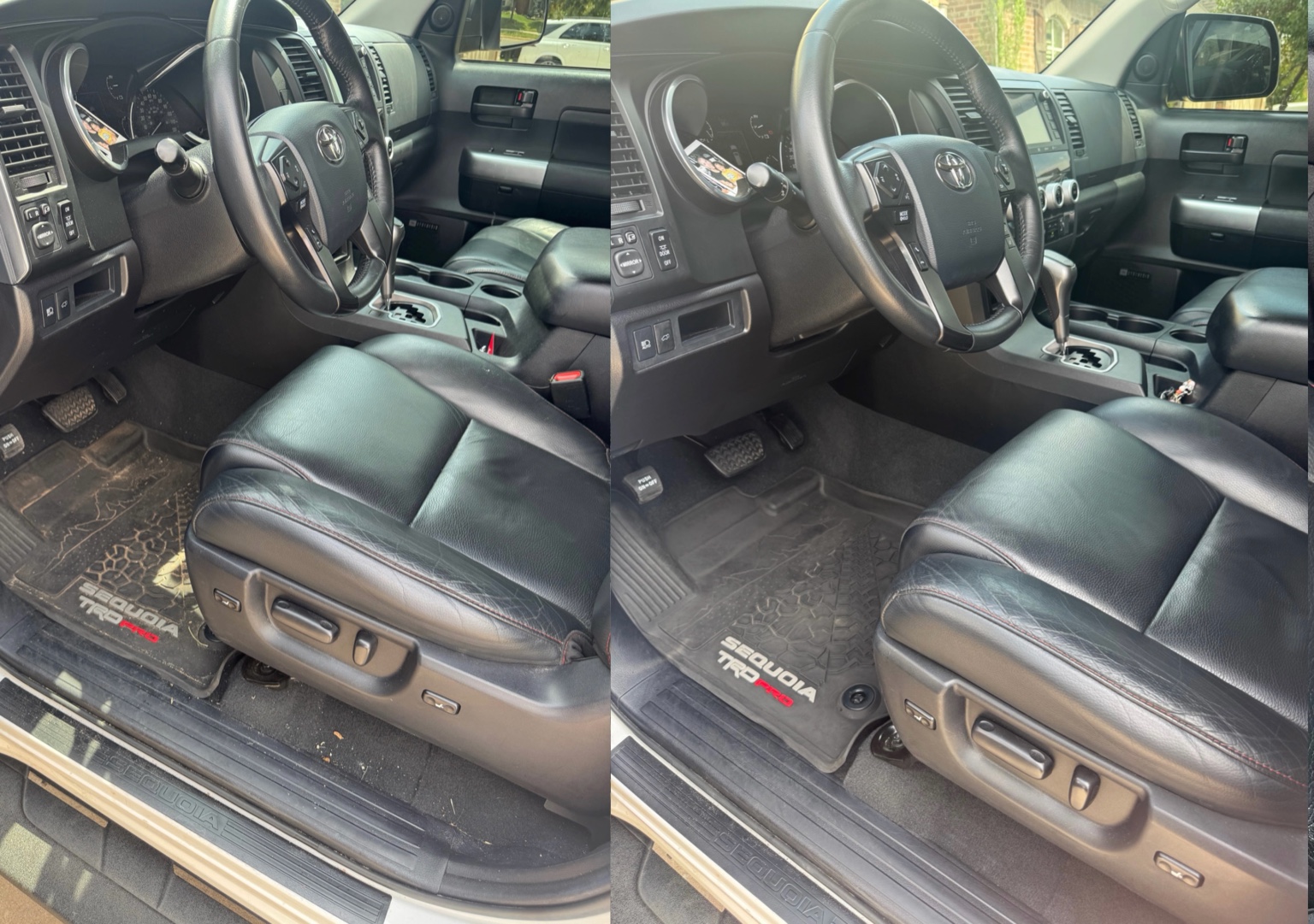 Before and after truck interior detail